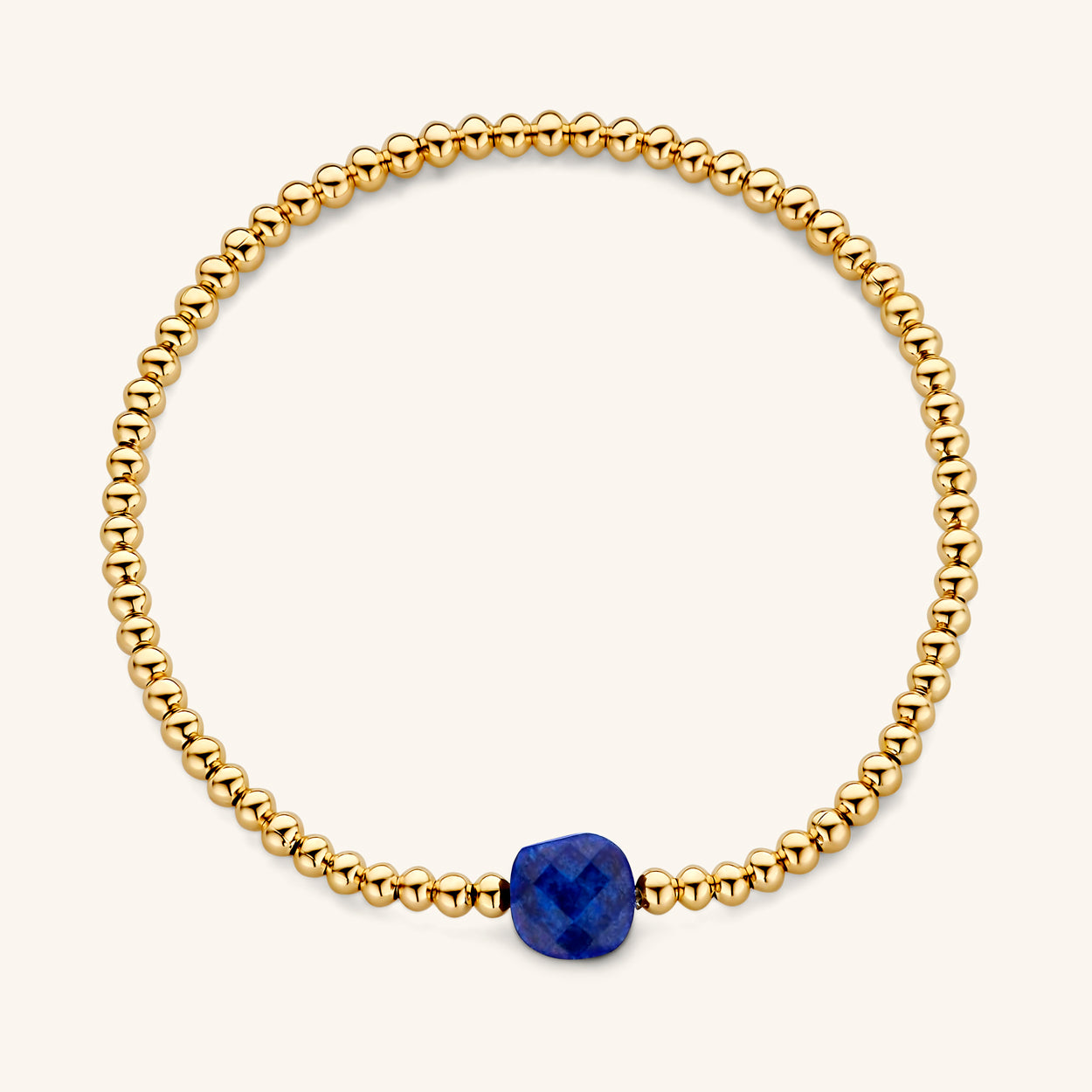 bolletjes armband 3 mm met lapis lazuli bedel