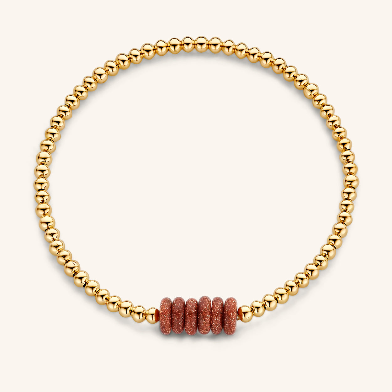 bolletjes armband 3 mm met sand stone bedels